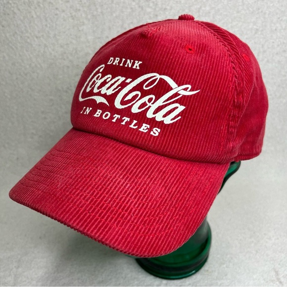 Vintage Coca-Cola SnapBack Hat Baseball Cap-Red-Corduroy-Classic-Vtg-Casual-Cute - Picture 2 of 11